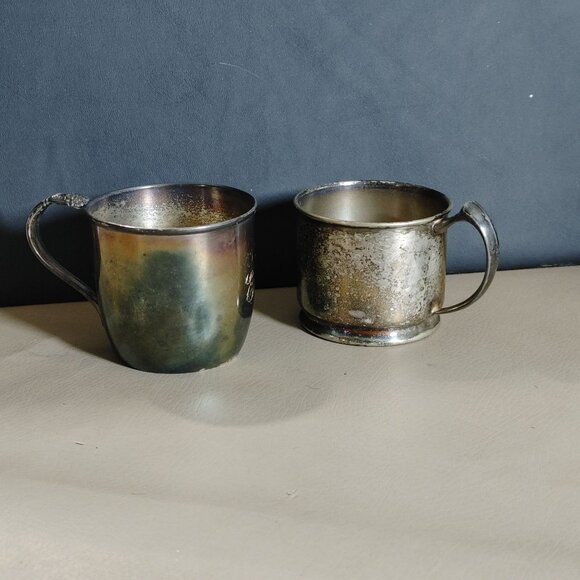 Rockford EPNS 526 1847 Roger Bros Monogram E Silver Soldered Nursery Cup Vintage - Picture 10 of 12